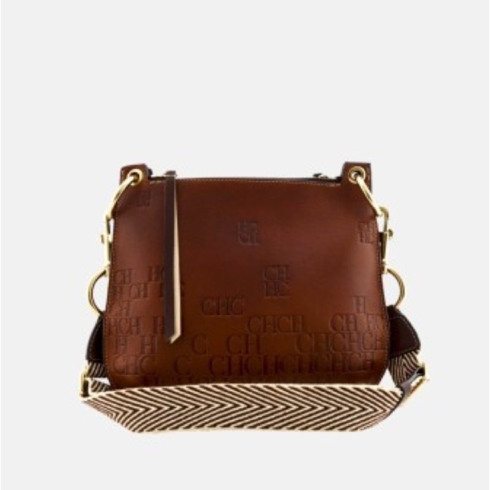 Carolina Herrera Castañuela Brown Logo Crossbody Reversible Bag - Picture 4 of 16